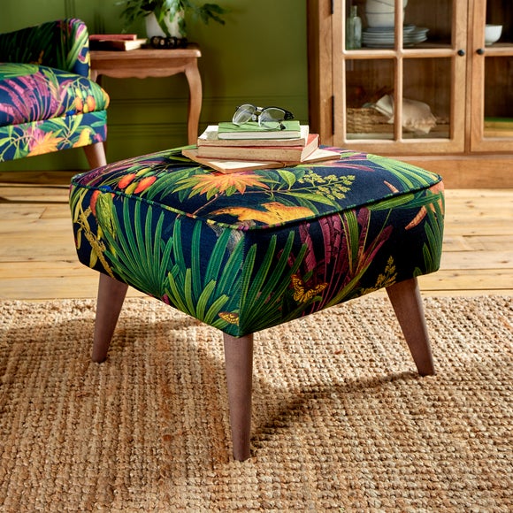 Marlow Footstool Tropical Treasures Print