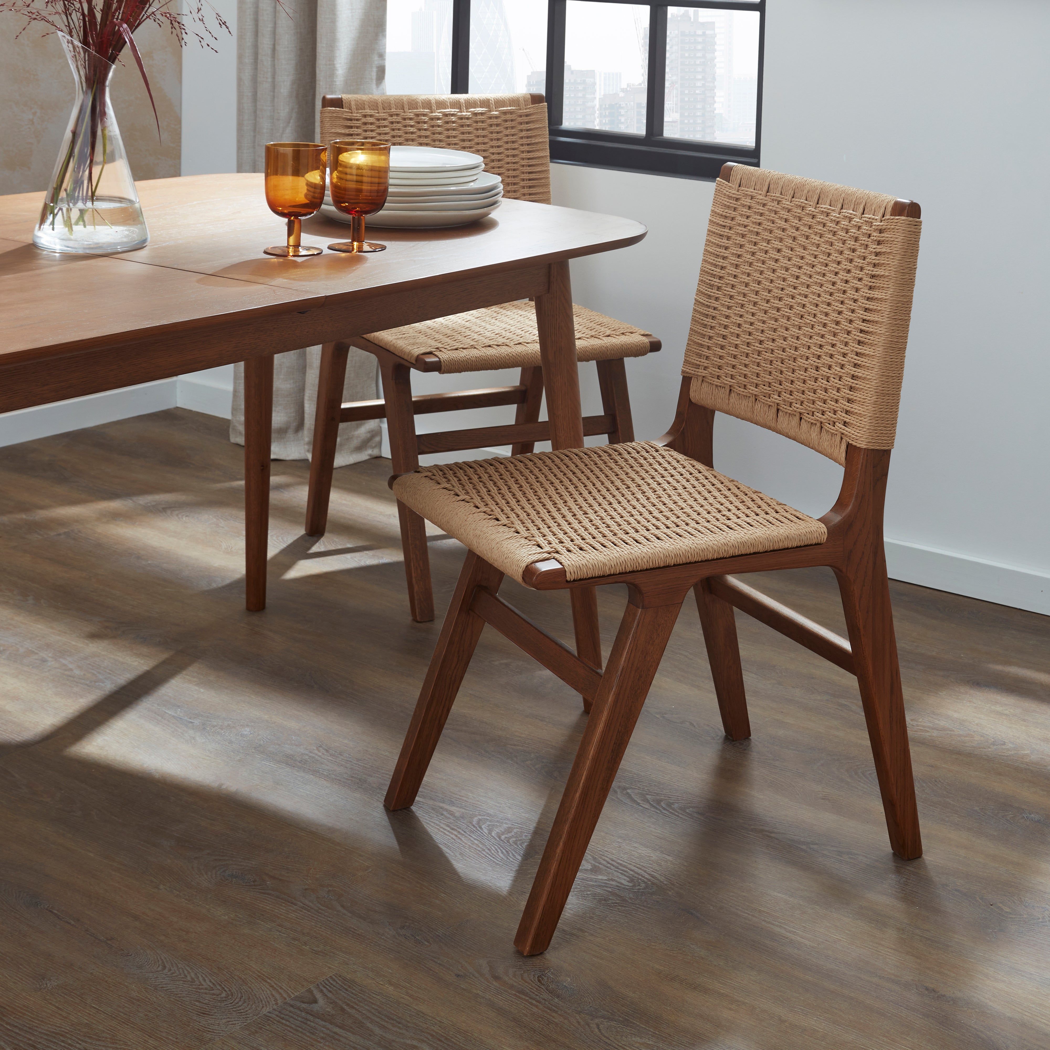 Cordella Dining Chair Oak Dark Stained Wood