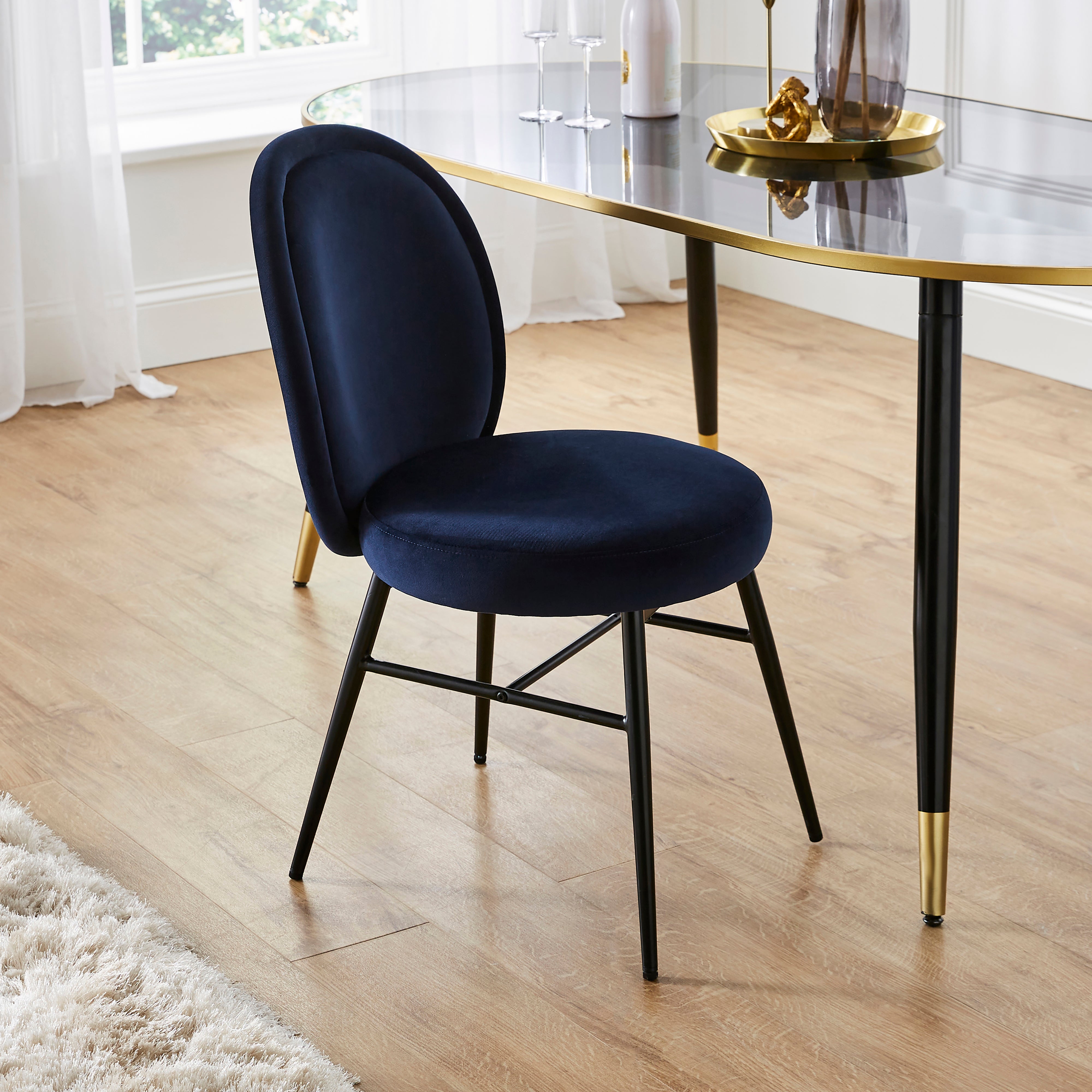 Renata Dining Chair Velvet Navy