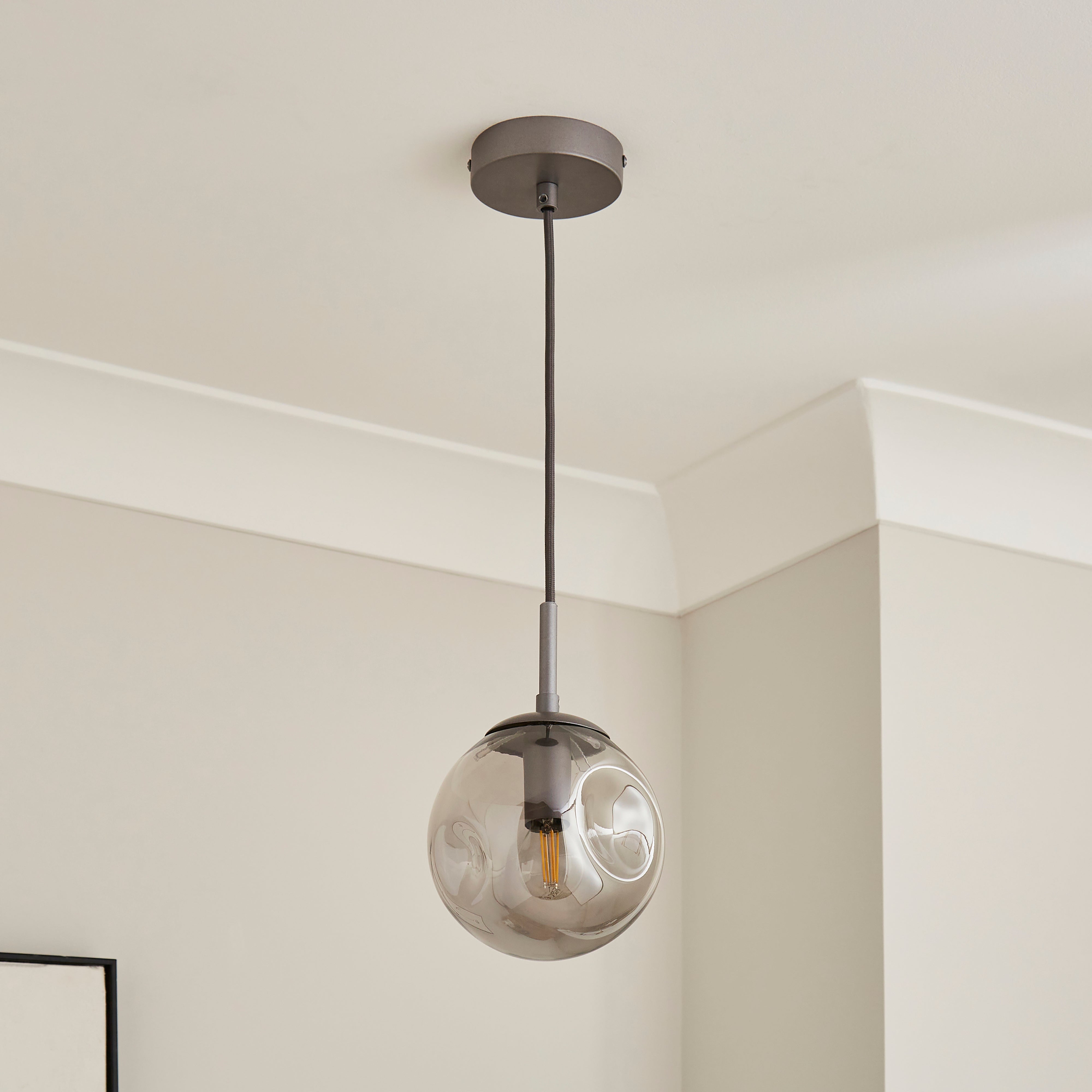 Alexis Glass Adjustable Ceiling Light Grey