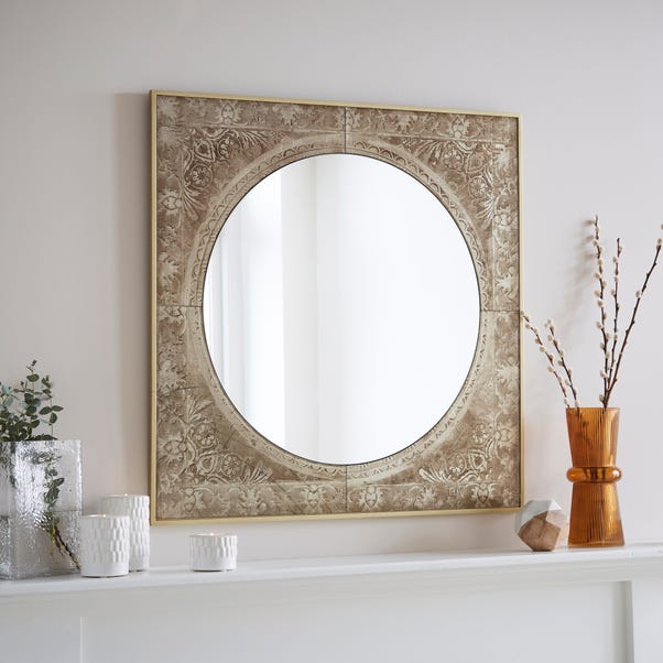 Antique Printed Square Wall Mirror image 1 of 3