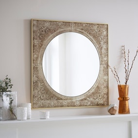 Antique Printed Square Wall Mirror