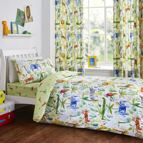 Jungle Multicoloured Reversible Duvet Cover & Pillowcase Set image 1 of 3