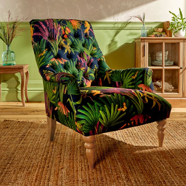 Bibury Buttoned Back Chair, Tropical Treasures Print image 1 of 8
