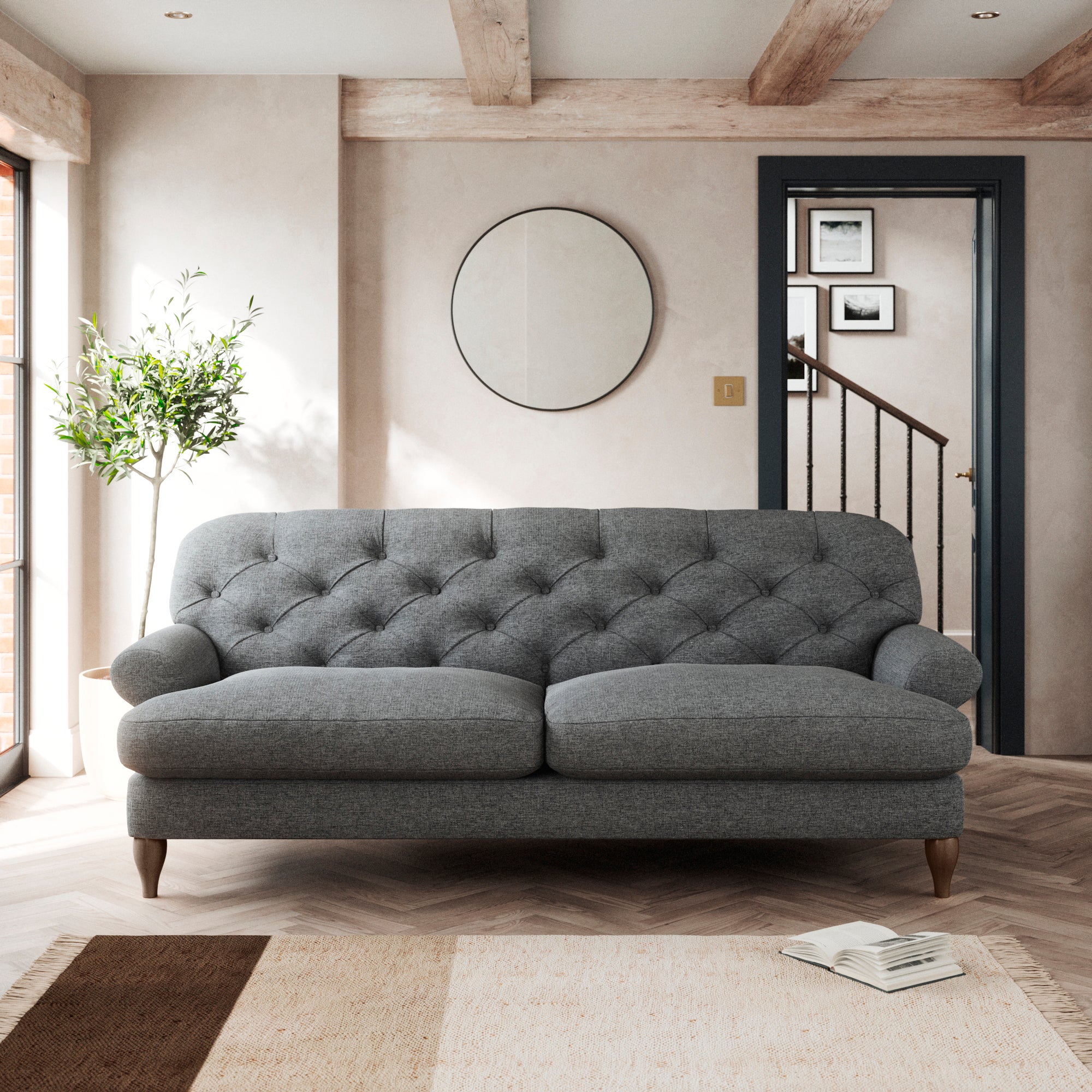 Canterbury 3 Seater Sofa Tonal Weave Charcoal