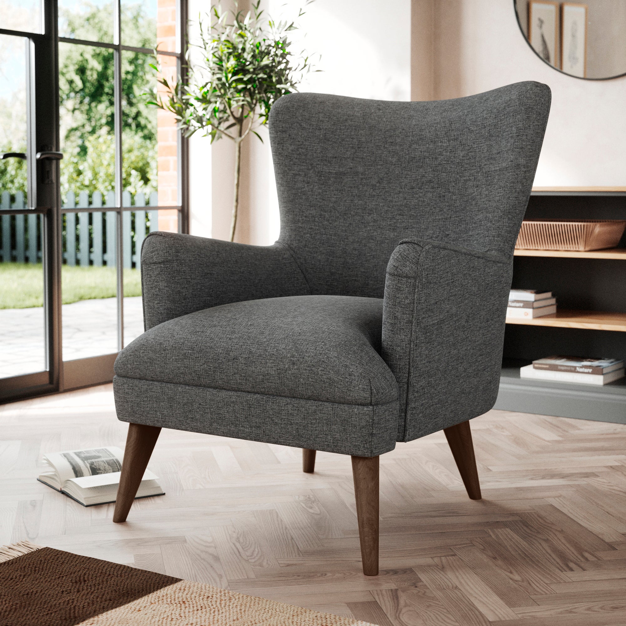 Marlow Wing Chair Tonal Weave Charcoal