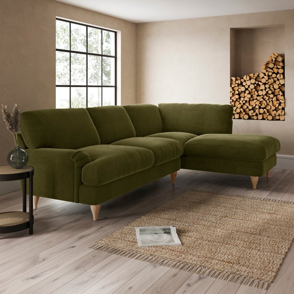 Darwin Corner Chaise Sofa Luxury Velvet Olive thumbnail