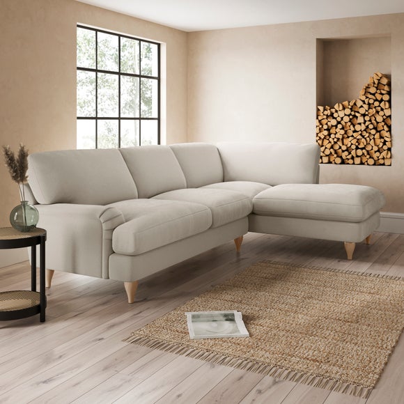 Darwin Corner Chaise Sofa Luxury Velvet Natural thumbnail
