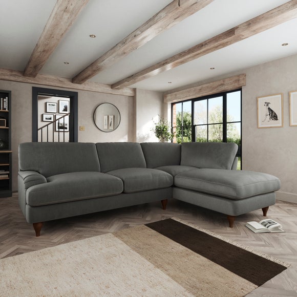 Darwin Corner Chaise Sofa Cosy Velvet Grey thumbnail