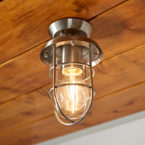 Barker Industrial Indoor Outdoor Flush Ceiling Light