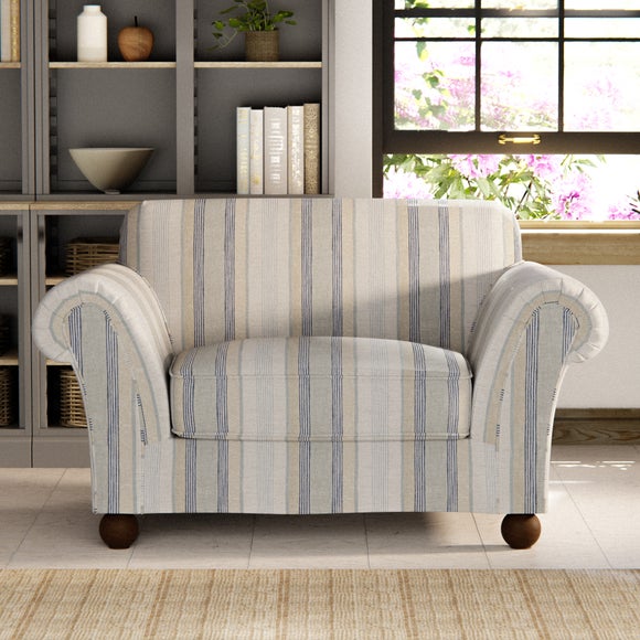 Click to view product details and reviews for Angus Striped Linen Snuggle Chair.