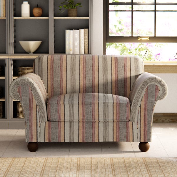 Angus Striped Linen Snuggle Chair image 1 of 9
