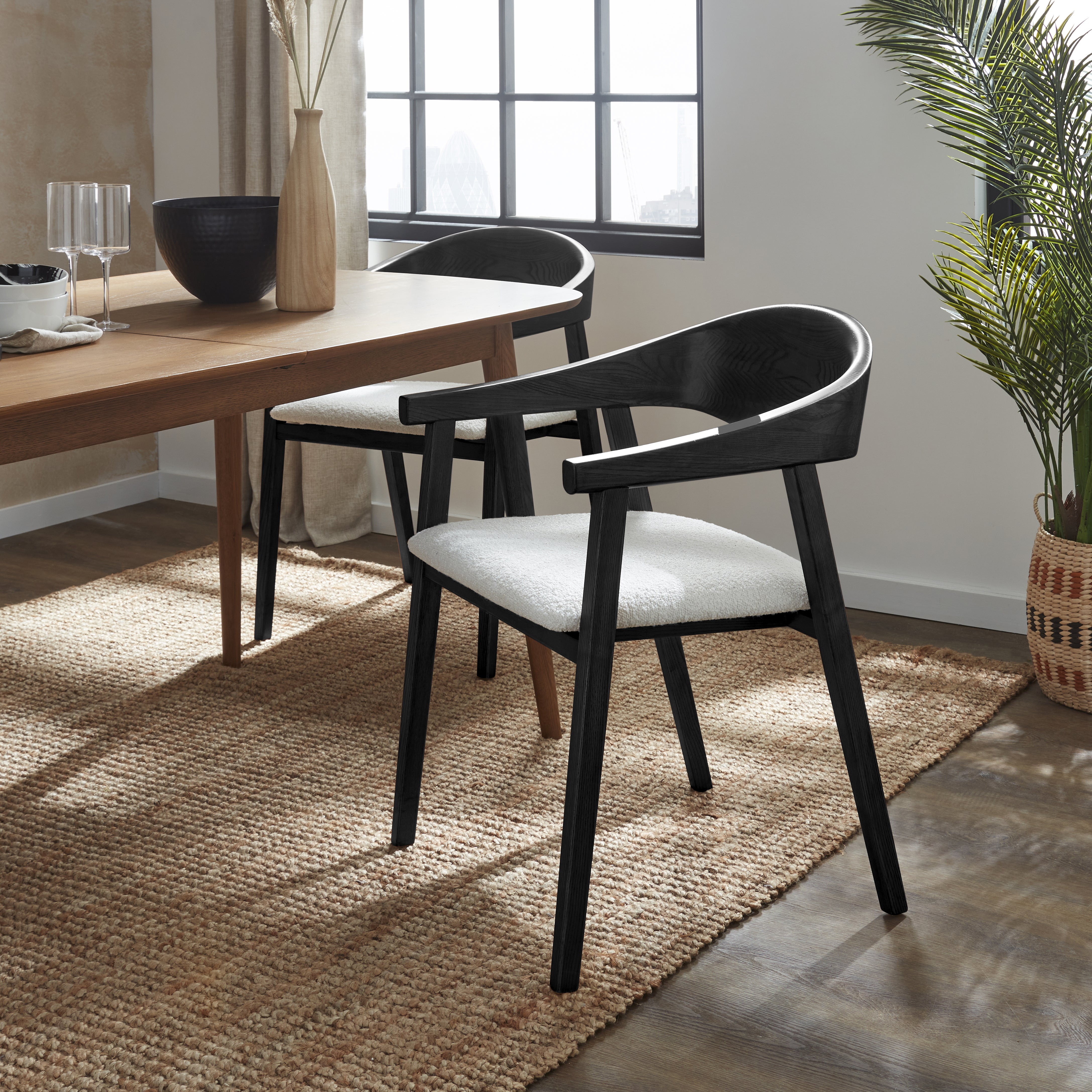 Oskar Dining Chair Boucle Black Stained Wood