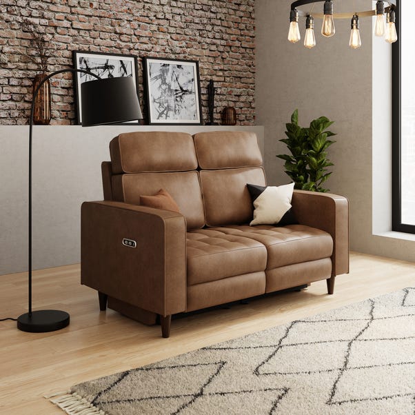 Zoe Faux Leather Power Recliner 2 Seater Sofa, Mocha image 1 of 10