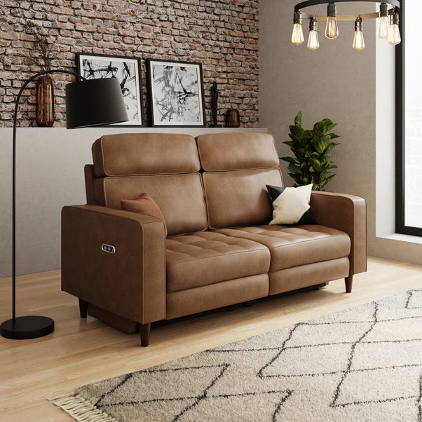 Zoe Faux Leather Power Recliner 3 Seater Sofa, Mocha image 1 of 10