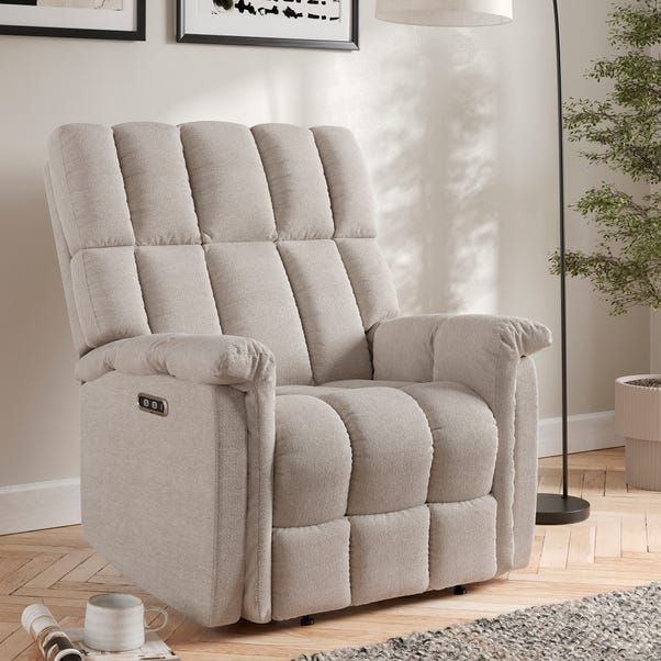 Spencer Chenille Power Recliner Armchair, Natural image 1 of 8