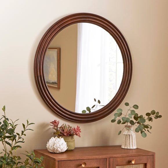 Click to view product details and reviews for Ribbed Mango Wood Round Wall Mirror.