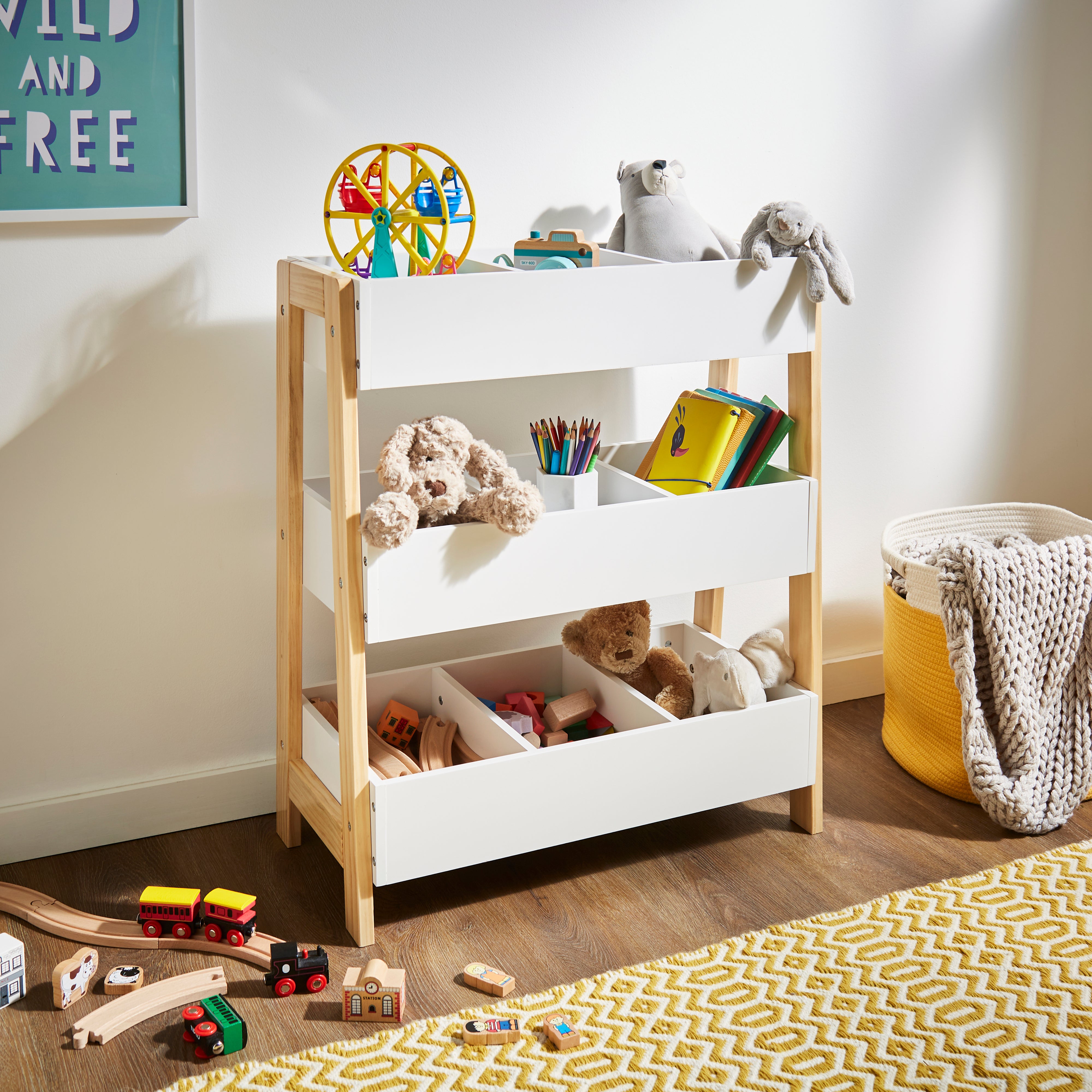 Kids Wooden Toy Storage Organiser
