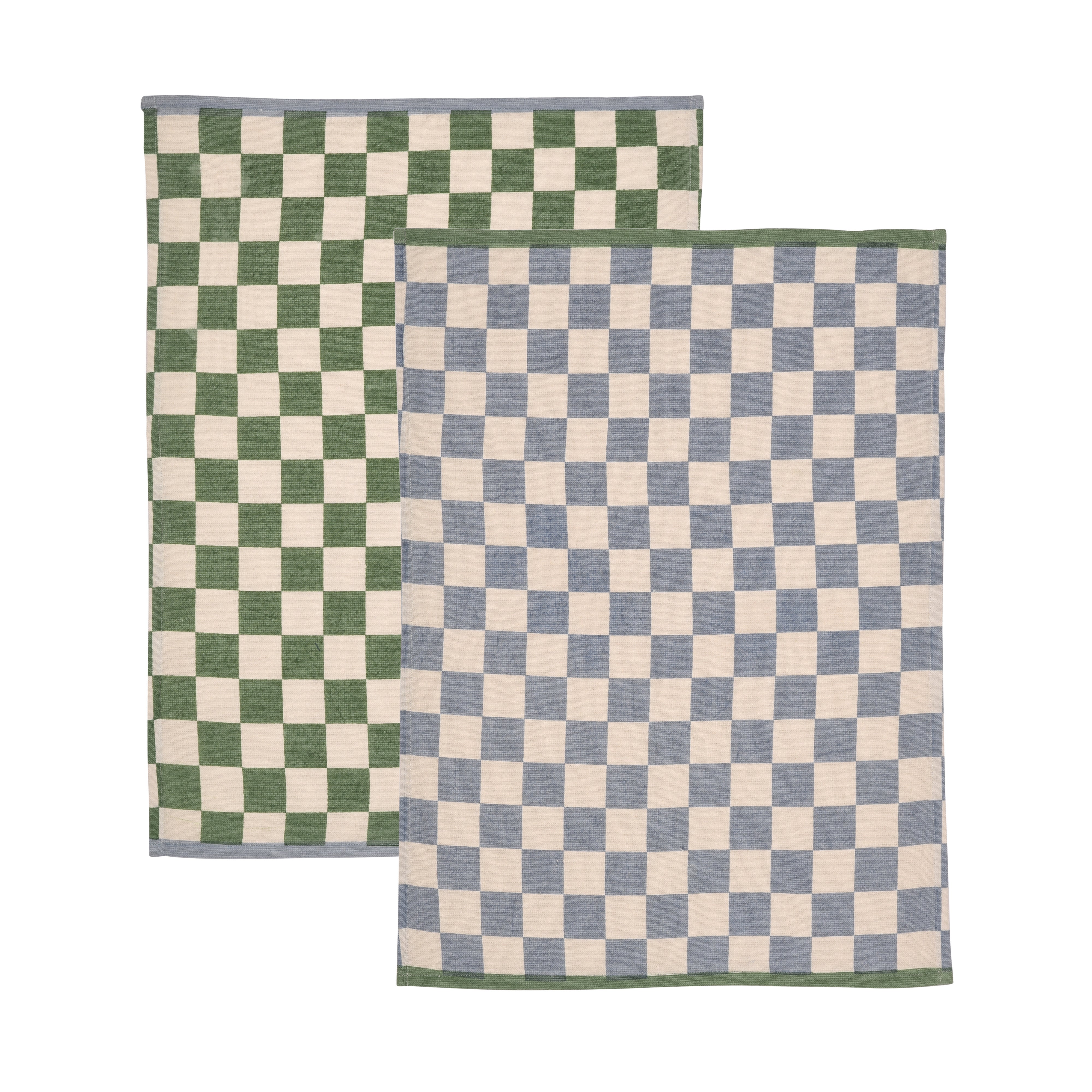 Set Of 2 Checkerboard Tea Towels Multicoloured