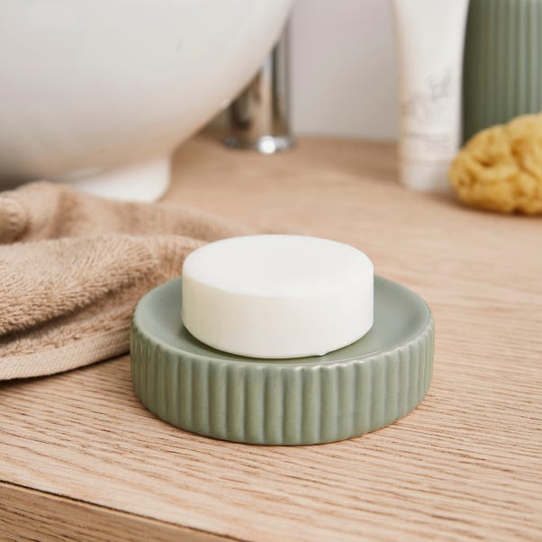 Ceramic Ribbed Soap Dish image 1 of 2