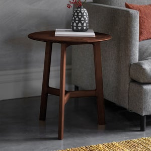 Cedar & Sage Mabie Walnut Round Side Table