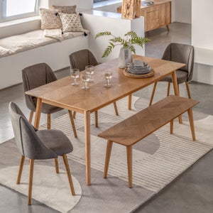 Cedar & Sage Manila 6-8 Seater Rectangular Extendable Dining Table- Solid Oak