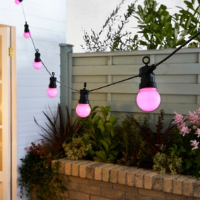 Bright Pink 10 LED Indoor Outdoor String Lights