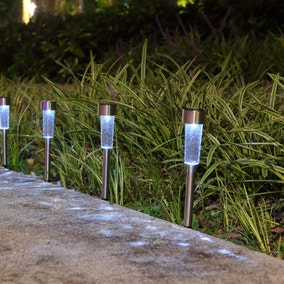 Set of 6 Silver Solar Stake Lights