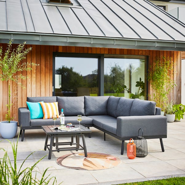 Charcoal Outdoor Fabric Corner Sofa Set image 1 of 8