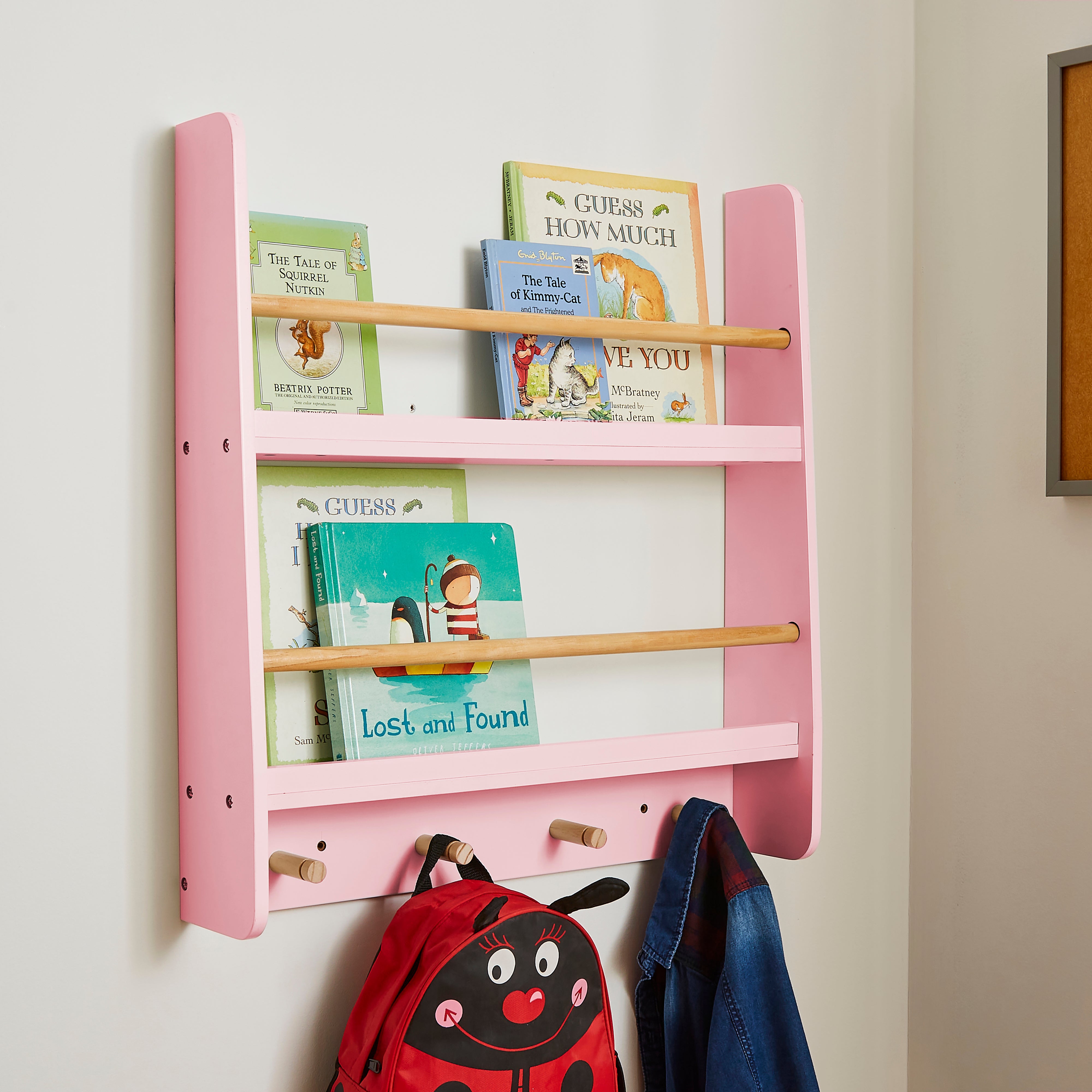 Kids Mia Small Wall Bookcase Pink