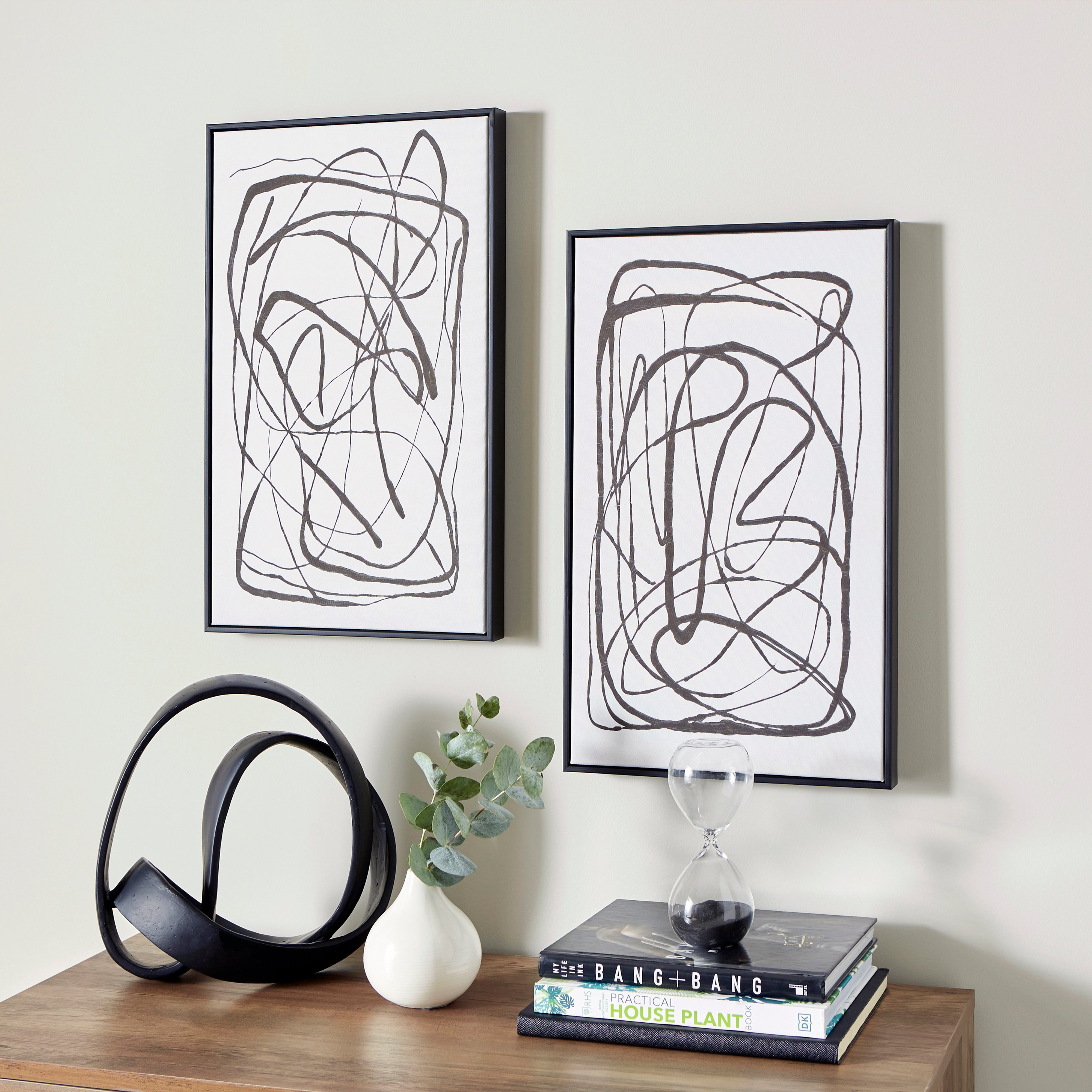 Set of 2 Abstract Framed Canvases