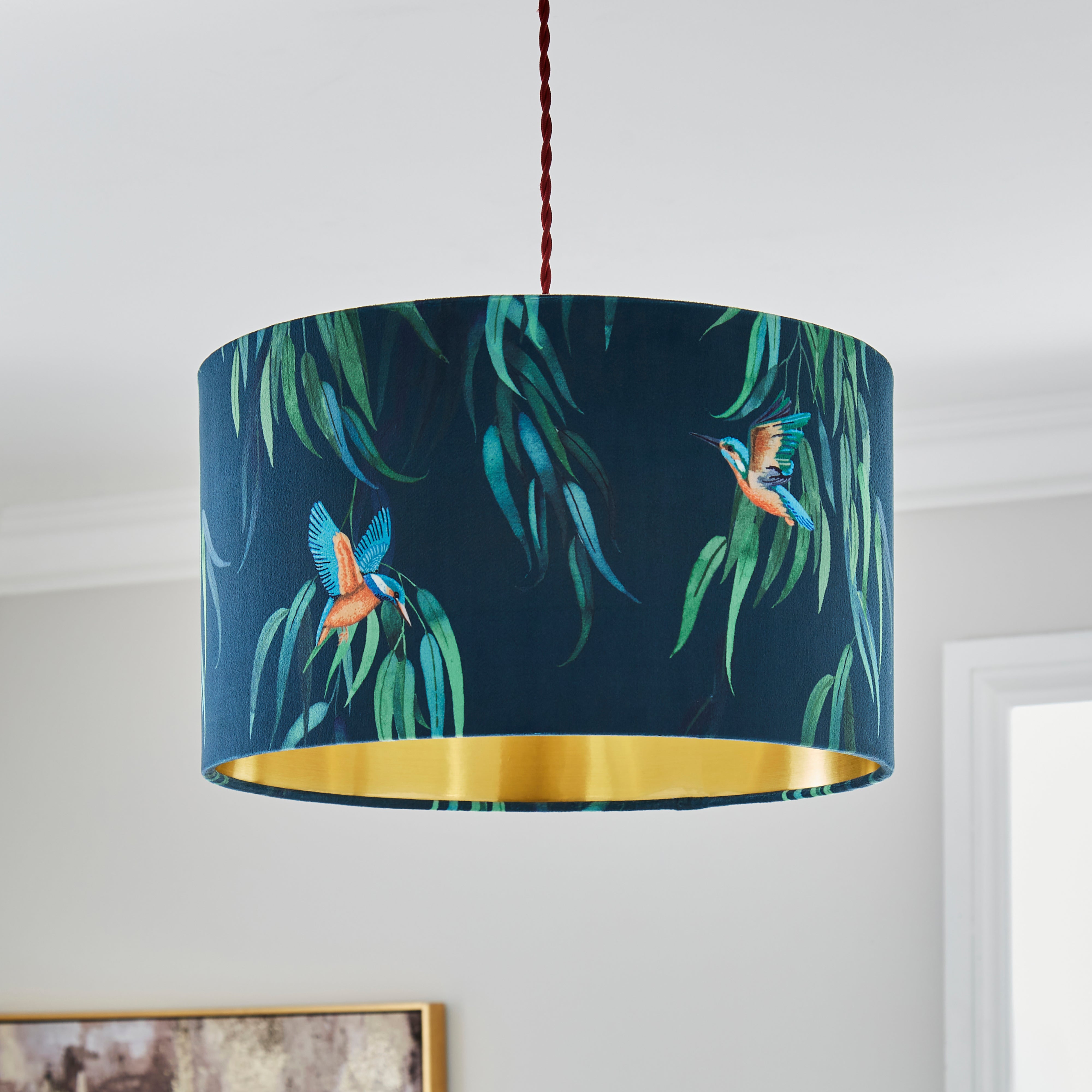 Kingfisher Drum Lamp Shade Teal Blue