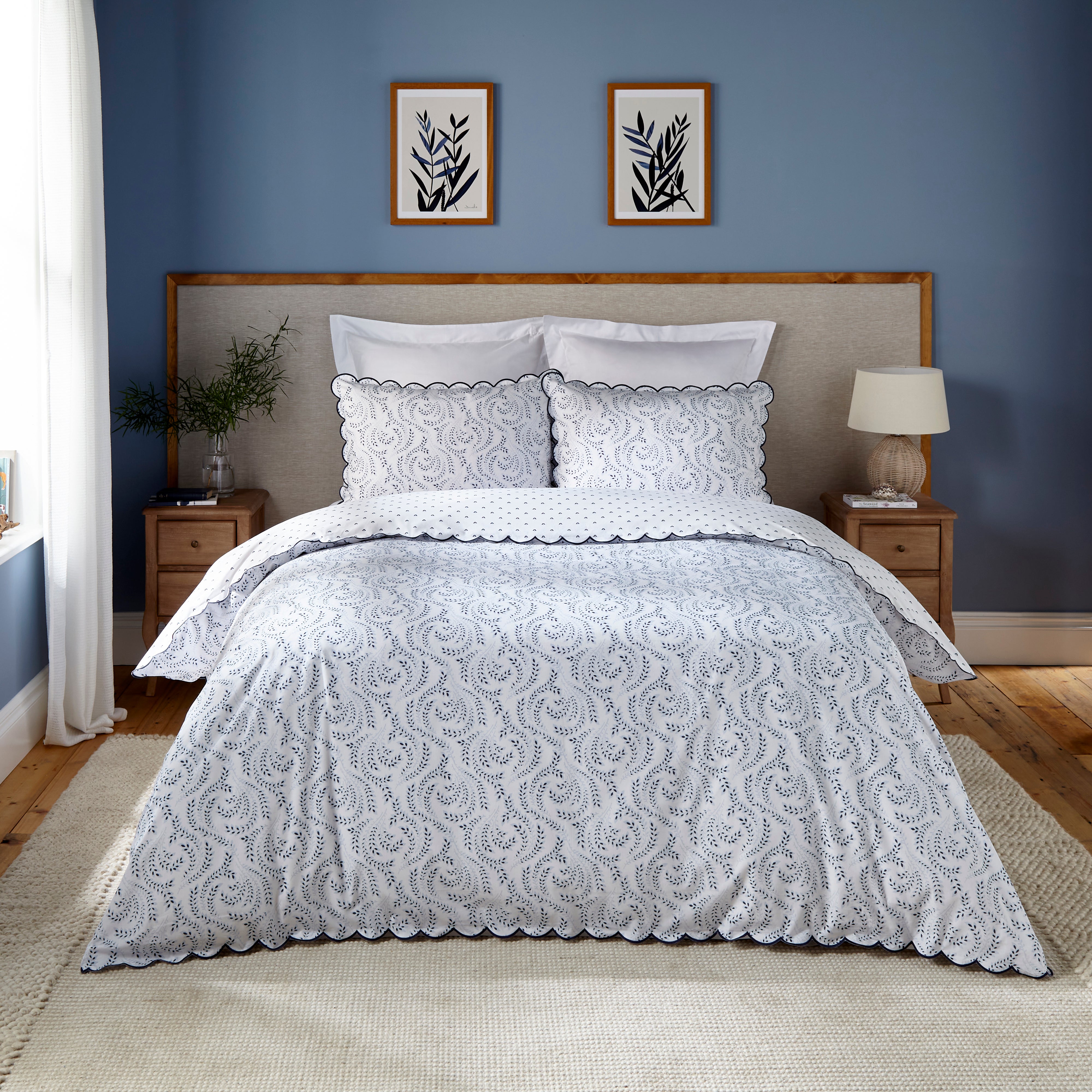 Dorma Eventide 100 Cotton Duvet Cover Pillowcase Set Blue