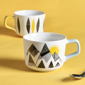 Set of 2 MissPrint Mountain And Feathers Mugs
