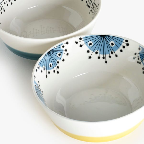 Set of 2 MissPrint Dandelion Cereal Bowls image 1 of 3