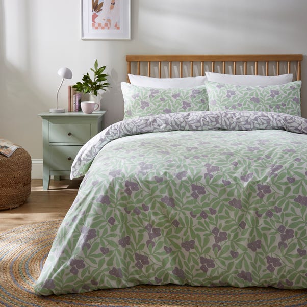 Flower Trail Lilac Duvet Cover and Pillowcase Set image 1 of 8