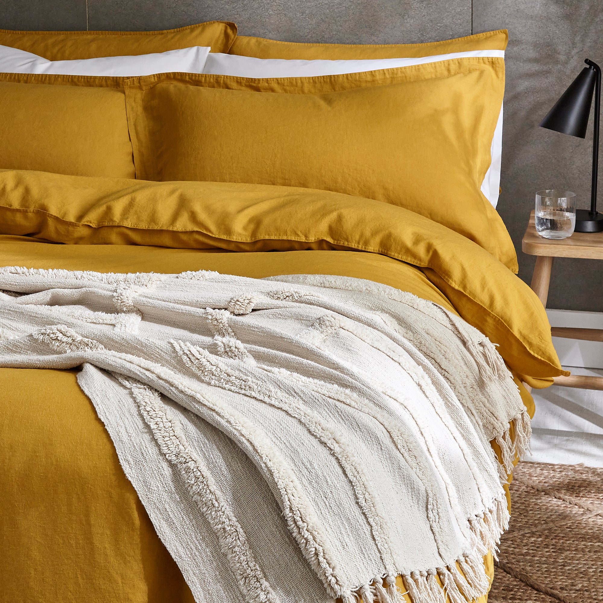 Cotton Linen Oxford Pillowcase Sunshine Yellow