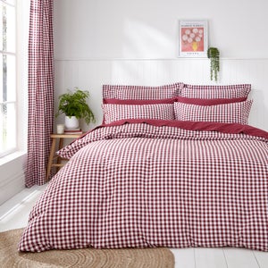 Portloe Woven Gingham 100 Cotton Duvet Cover & Pillowcase Set
