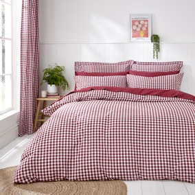 Portloe Woven Gingham Mulberry Duvet Cover & Pillowcase Set