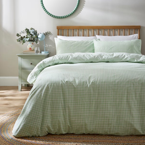 Gingham Light Green Duvet Cover and Pillowcase Set image 1 of 7