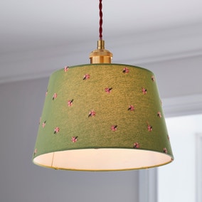 Green Flower Embroidered Tapered Lamp Shade