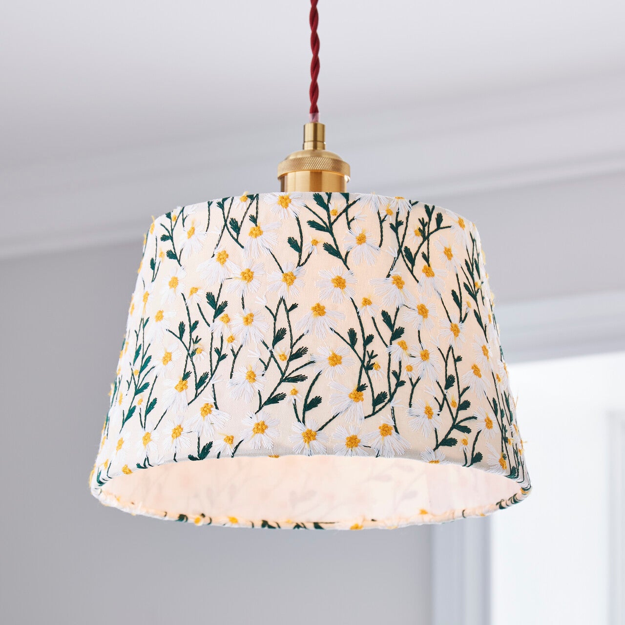 Daisy Embroidered Tapered Lamp Shade