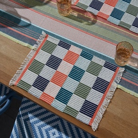 Set of 2 Woven Checkerboard Placemats