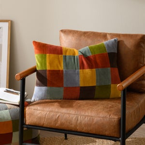 Clara Patchwork Velvet Rectangle Cushion