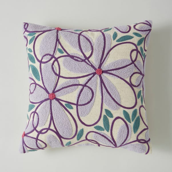 Crewel Work Floral Cushion image 1 of 4