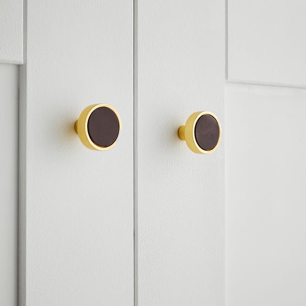 Set of 2 Chelsea Faux Leather Gold Door Knobs image 1 of 3