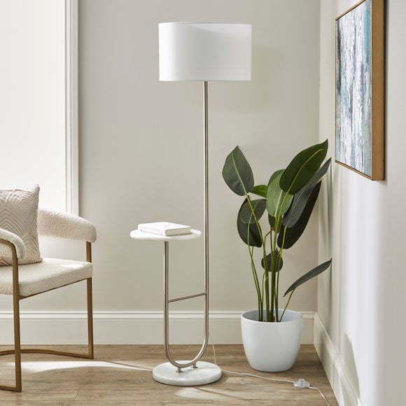 Carrara Marble Base Floor Lamp With Table