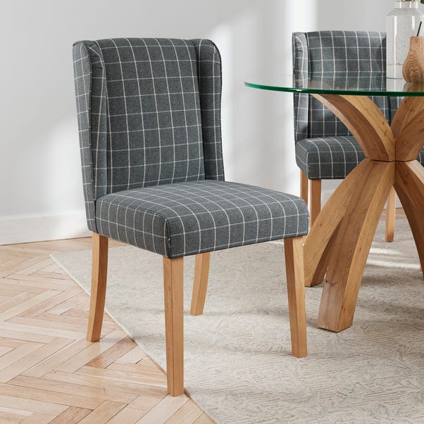 Oswald Set of 2 Dining Chairs, Grey Window Pane Check image 1 of 6