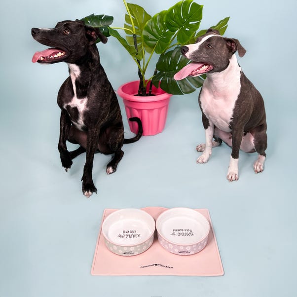 Silicone Pink Flowers Pet Placement Mat image 1 of 4