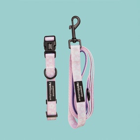 Pink Flowers Dog Collar and Lead Set